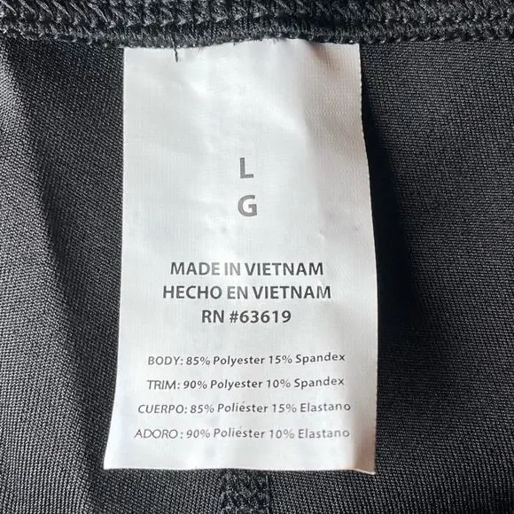 BEBE SPORT HIGH RISE CROP CAPRI ATHLETIC GYM LEGGINGS  PINK BLACK PANTS - L - Picture 7 of 7